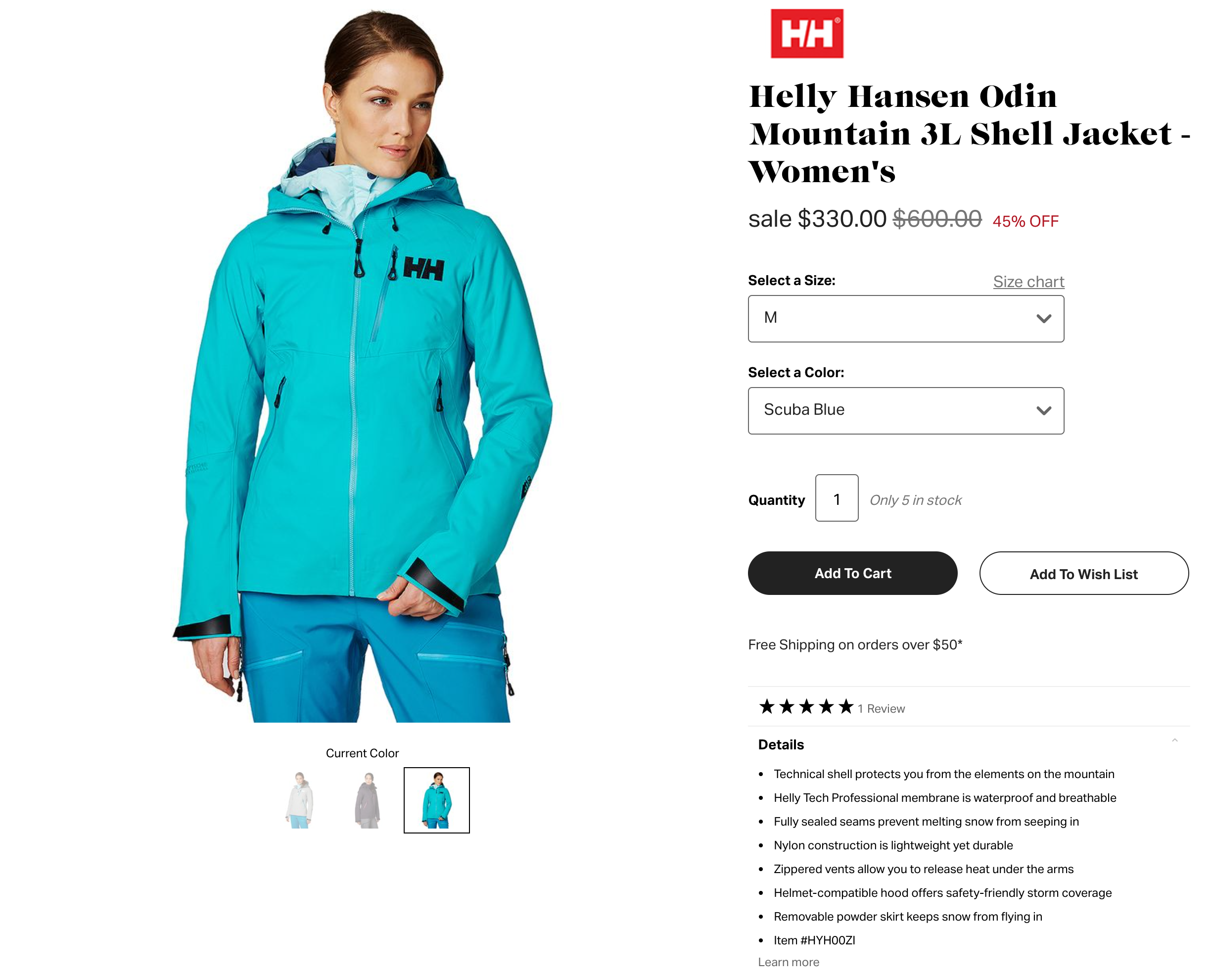 A screenshot showing a Helly Hanson jacket via backcountry.com without a clear estimated delivery date on the product page.