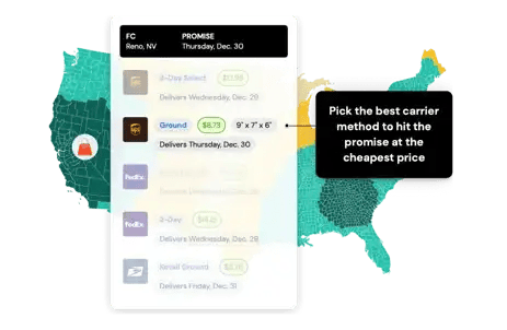 Screenshot of Shipium's carrier selection feature, which helps to reduce shipping costs by automatically selecting the most cost-effective carrier option.