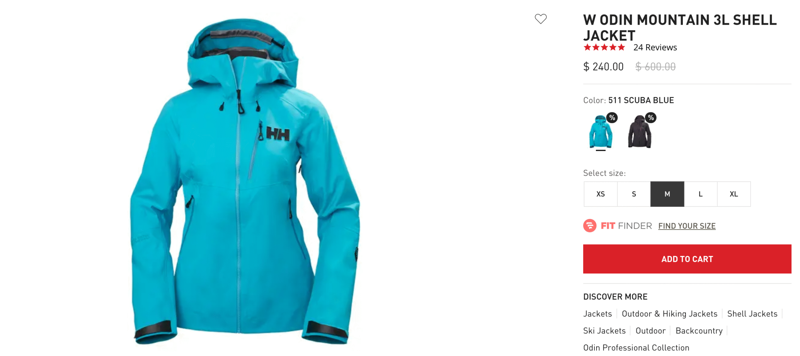 A screenshot showing a Helly Hanson product page without an estimated date of delivery.